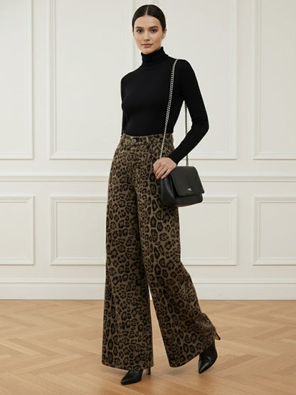 Urban Leopard Patchwork Wide Leg Pants