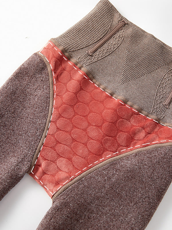 Pantalon thermique décontracté en velours à jambe skinny, couleur unie, garde au chaud 