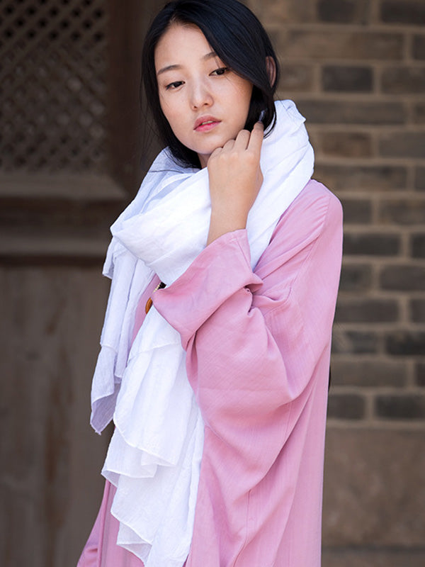 8 Colors Vintage Solid Color Ramie Cotton Shawl Scarf