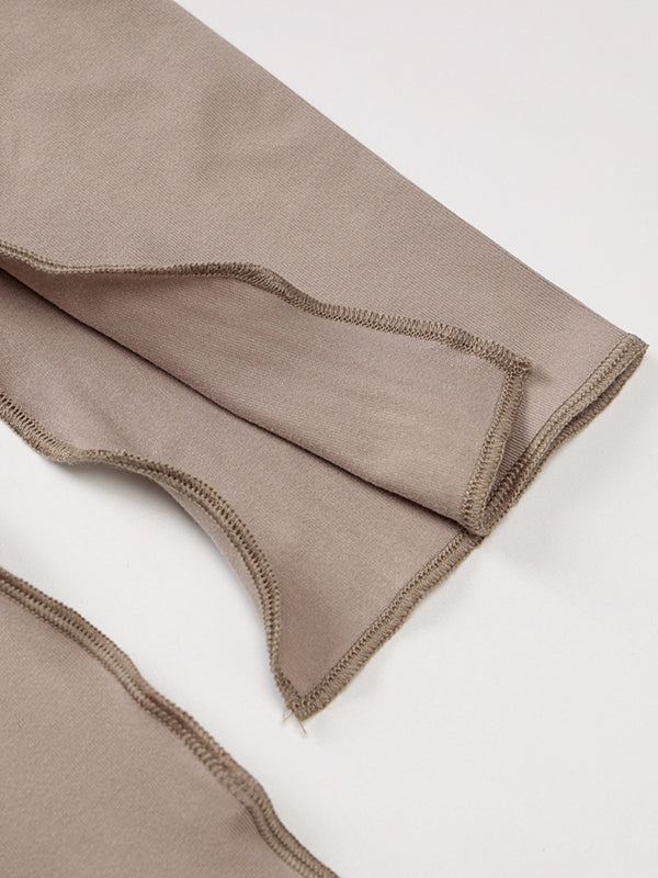 Robe longue fendue à capuche et manches longues, grande taille, couleur unie 