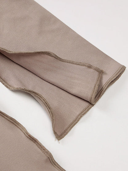 Robe longue fendue à capuche et manches longues, grande taille, couleur unie 