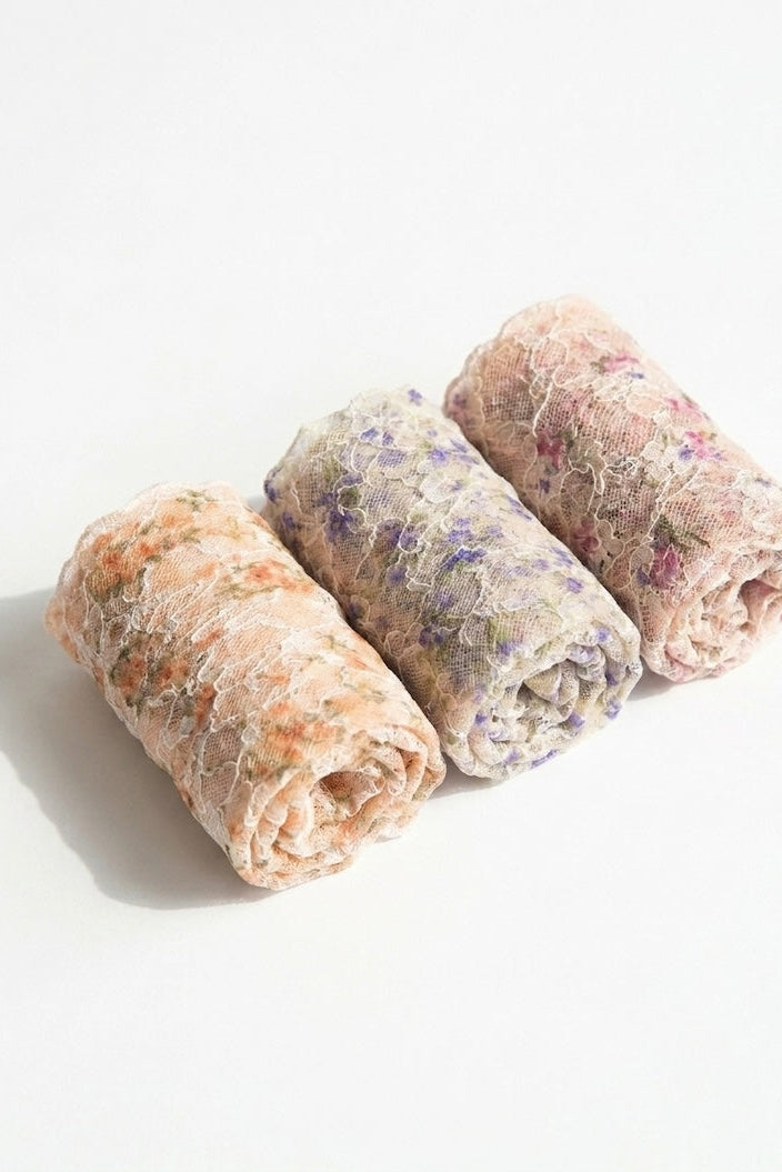 3-Pack Floral Mesh Sheer Socks