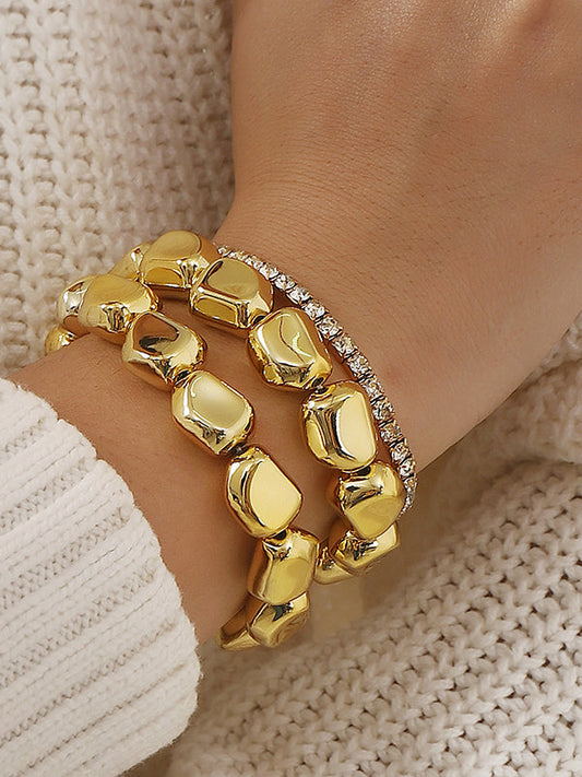 Normcore Geometric Rhine Stones Bracelet Accessories GOLD One_size