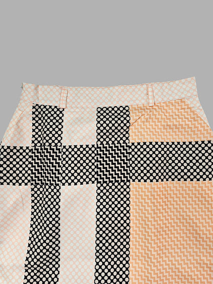 High Waisted Loose Printed Split-Joint Striped Long Skirts Skirts