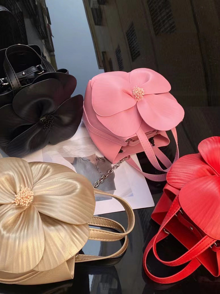 Solid Color Flower Shape Satchels Handbags