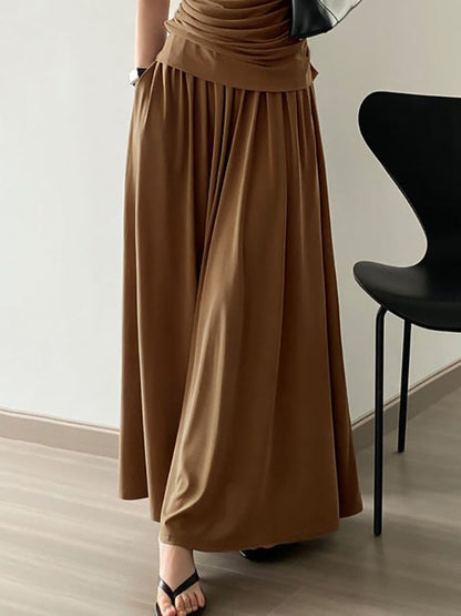 High Waisted Loose Solid Color Long Skirts Skirts Bottoms