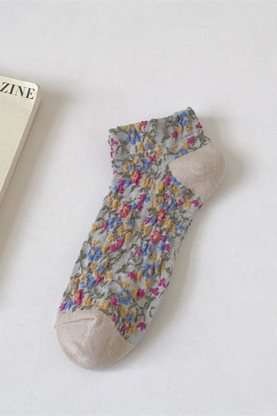 3-Pair Vintage Floral Ankle Socks