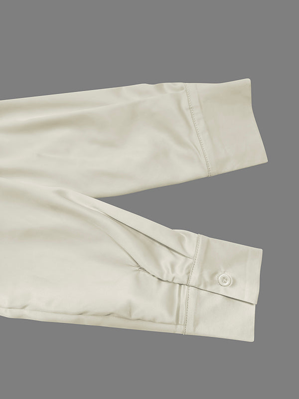 Robe longue ample à manches longues et col cranté, couleur unie, sans ceinture 