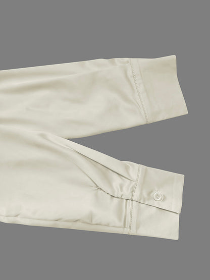 Robe longue ample à manches longues et col cranté, couleur unie, sans ceinture 