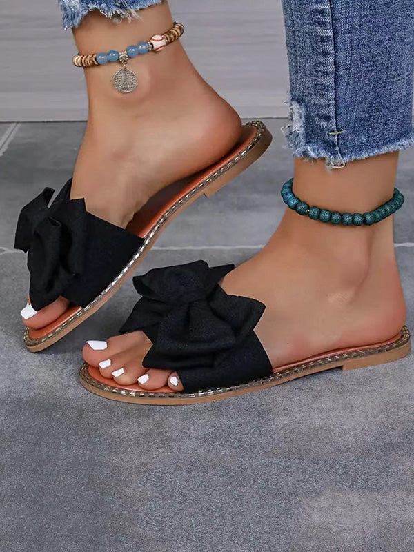 Bowknot Open Toe Split-Joint Slippers
