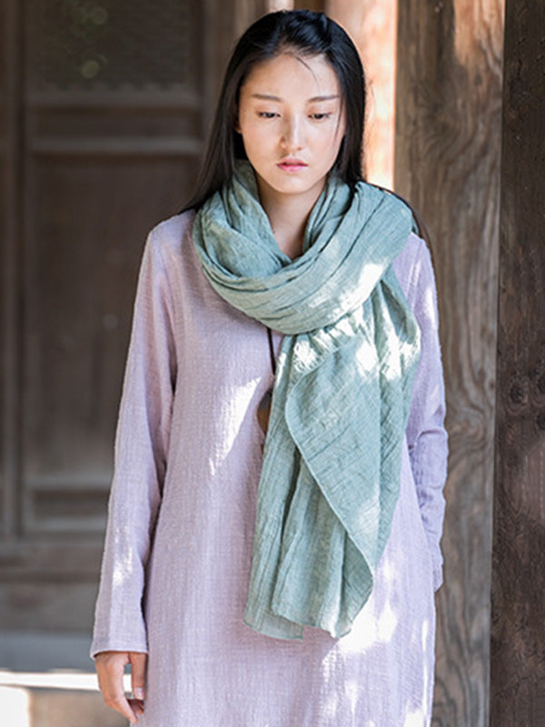 8 Colors Vintage Solid Color Ramie Cotton Shawl Scarf