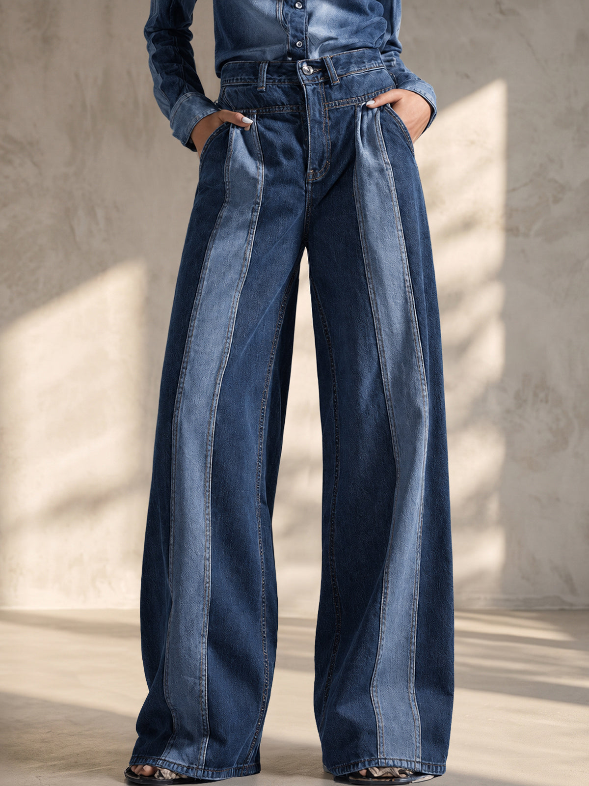 Zipper Split-Joint Pockets Elasticity Buttoned High Waisted Jean Pants Bottoms