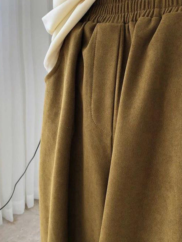 Haremshose Weites Bein Elastizität Einfarbige Hose mit geteiltem Bein 