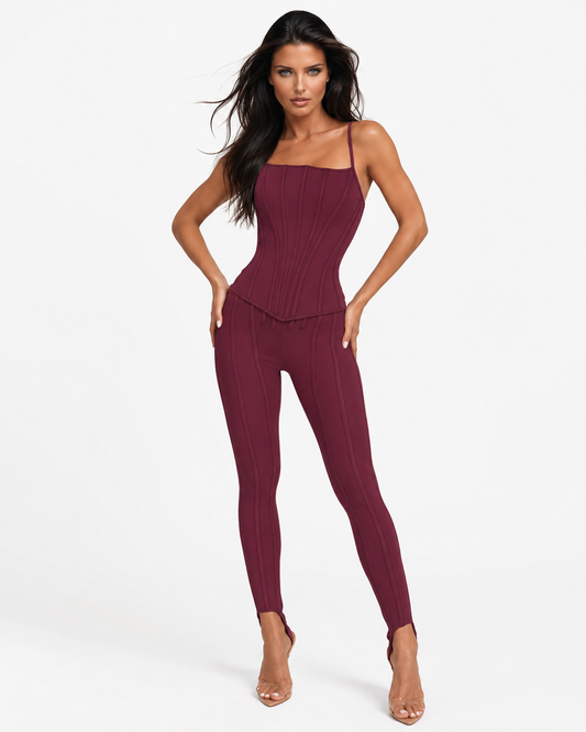 HATICE Power Curve Corset Set – Structured Corset Top & High-Rise Skinny Pants