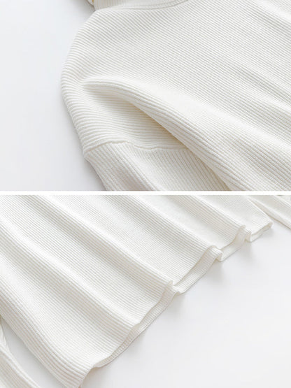 Casual Loose Solid Color High-Neck Long Sleeves Knitwear