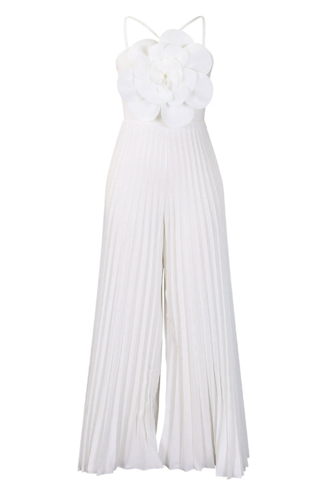Jessica Flower Applique Pleated Jumpsuit