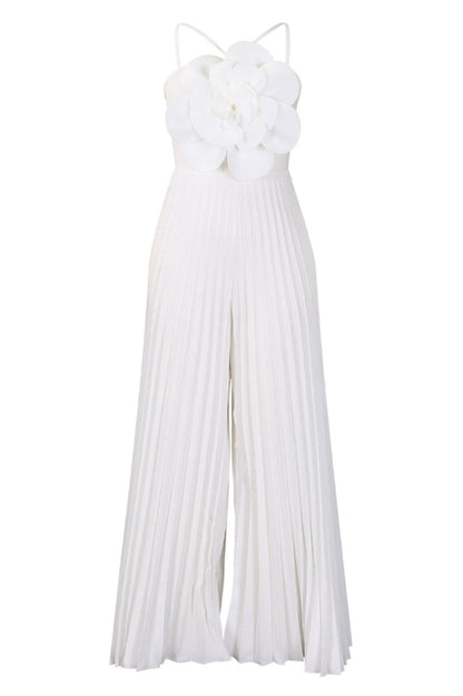 Jessica Flower Applique Pleated Jumpsuit