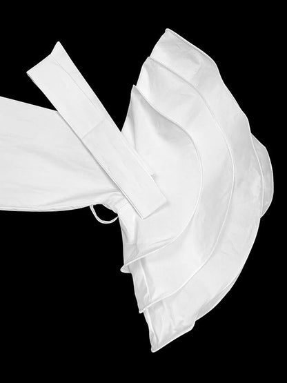 T-shirts à manches évasées, col rond, couleur unie, coupe asymétrique 