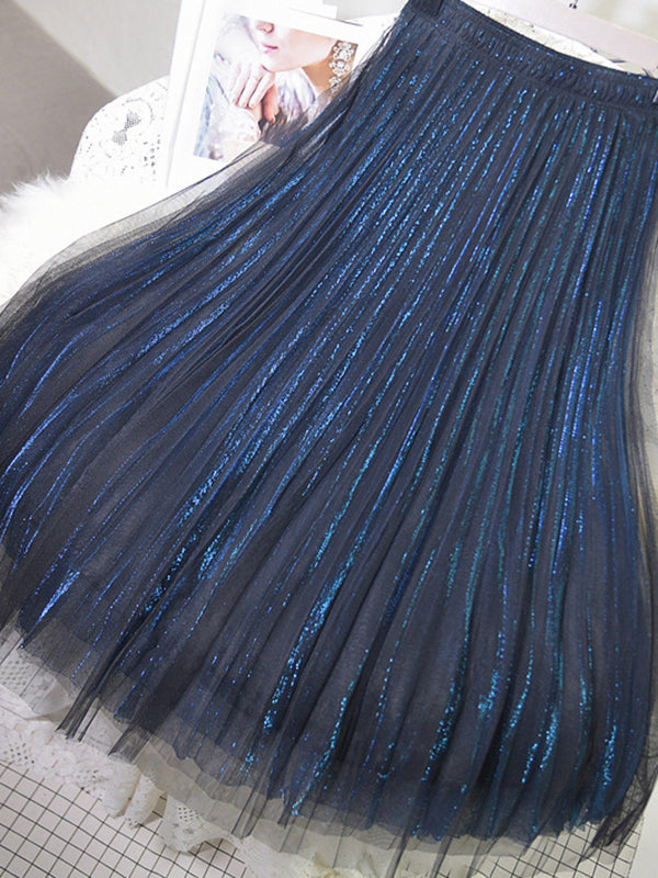 Jupes plissées urbaines en maille à taille élastique et coupe trapèze 