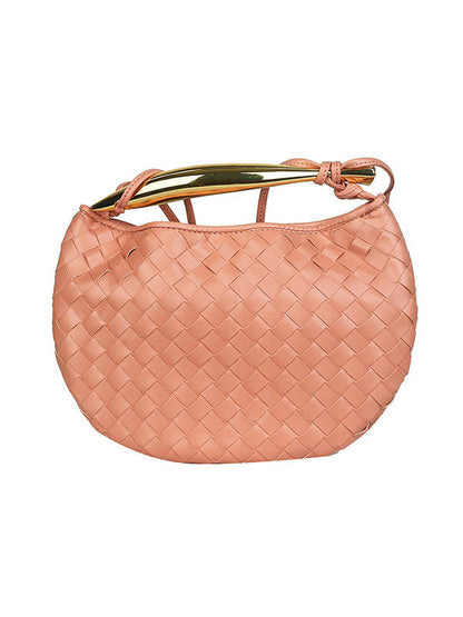 Geometric Split-Joint Woven Zipper Bags Handbags