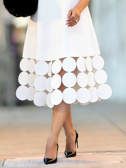 A-line Loose Solid Color Split-Joint Tasseled V-neck Midi Dresses