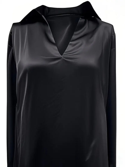 Eva™ | Premium V-Neck Satin Blouse