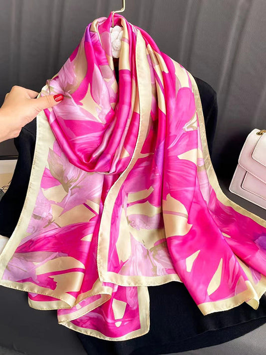 Flower Print Shawl&Scarf PINK One_size