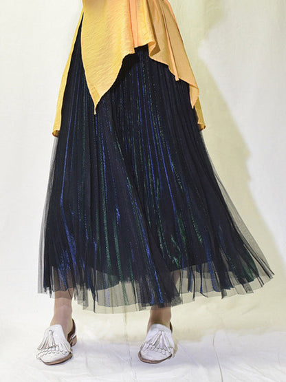 Jupes plissées urbaines en maille à taille élastique et coupe trapèze 