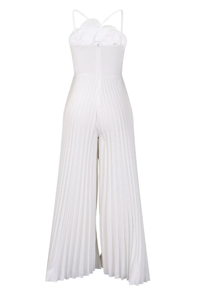 Jessica Flower Applique Pleated Jumpsuit