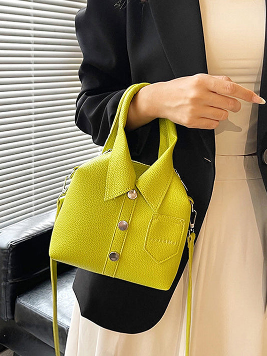Solid Color Geometric Buttoned Handbags Crossbody Bags