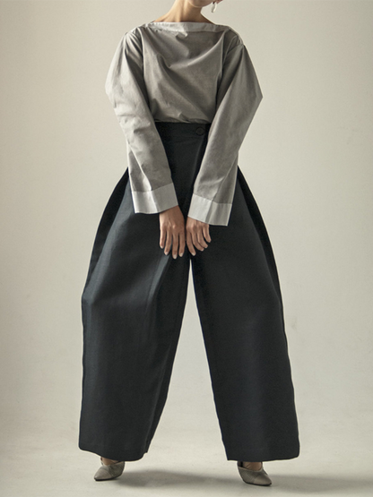 Loose Wide Leg Asymmetric Solid Color Casual Pants Bottoms Trousers