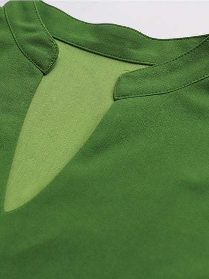 Robe longue ample à col en V et cordon de serrage, couleur unie 