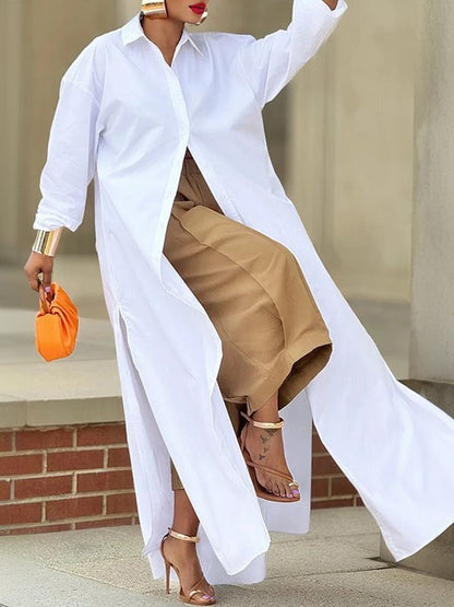 Solid Color Pockets Pleated Wide Leg Loose Pants