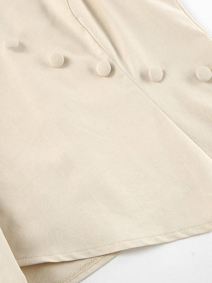 Solid Color Sleeveless Asymmetric Split-Joint  V-Neck Vest Tops +  Straight Leg Pants Suits Two Pieces Set