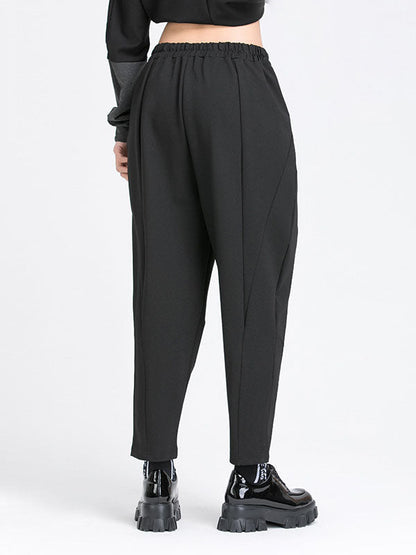 Pantalon sarouel simple, ample, élastique, couleur unie, décontracté 