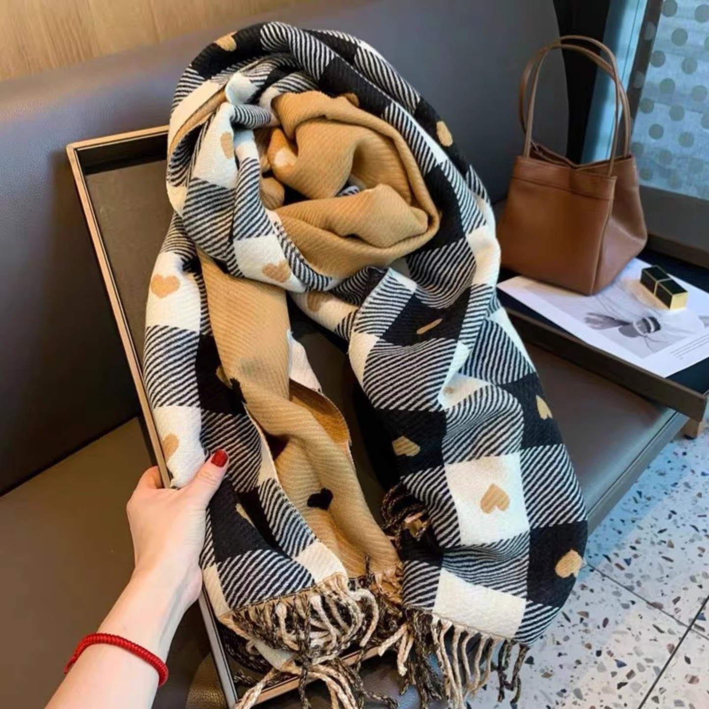 ZOLANI™ | Comfy Warm Plaid Double Side Tassel Scarf