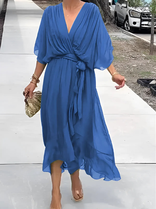 Eden | Women's Wrap Flowy Draped Midi Dress
