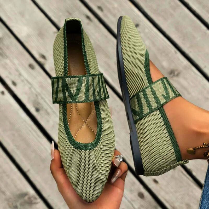 Pippa | Women's Mary Jane Flats Pointed Toe Knit Ballet Shoes