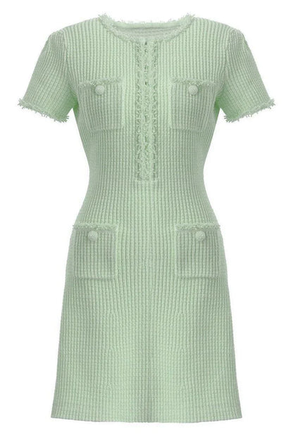 NADIA Tweed Mini Dress | Elegant Short Sleeve Dress