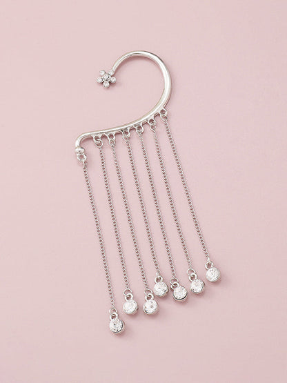 Flower Shape Hollow Rhinestone Tasseled Earhook Accessories
