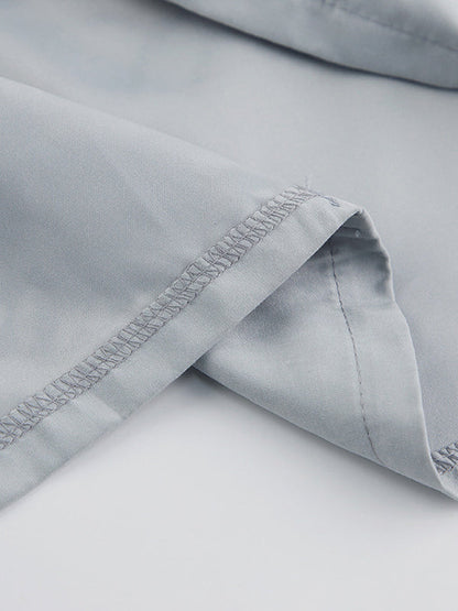 Long Sleeves Loose Solid Color Split-Joint High-Neck Blouses