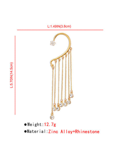 Flower Shape Hollow Rhinestone Tasseled Earhook Accessories