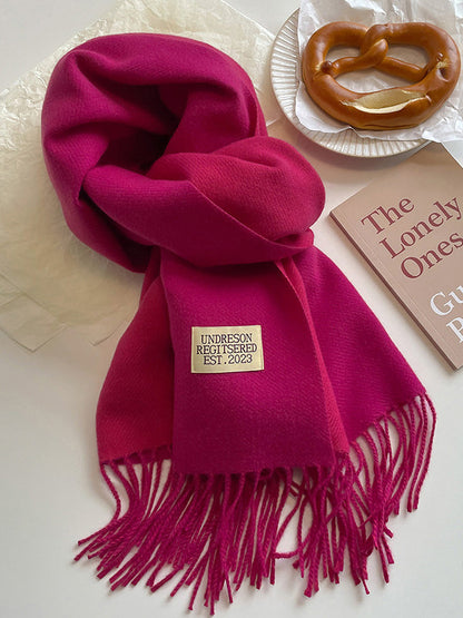 Keep Warm Tasseled Shawl&Scarf FUCHSIA One_size