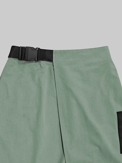 A-Line Loose Asymmetric Elasticity Pockets Split-Joint Skirts Bottoms