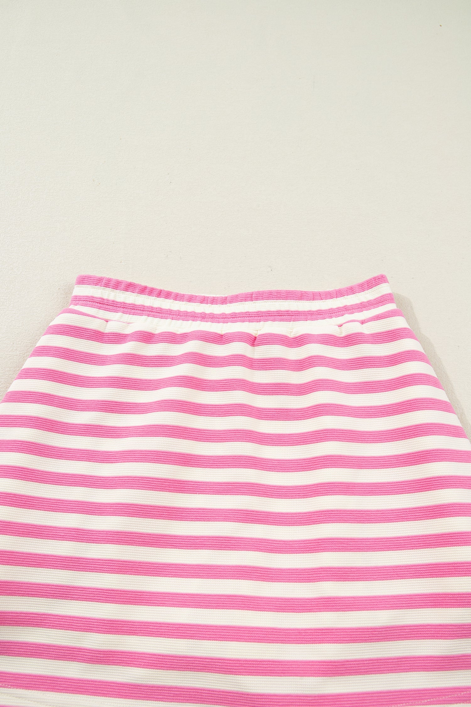Dark Blue Textured Stripe Print Contrast Trim Zip Collar Sleeveless 2pcs Skort Set