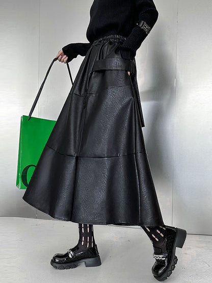 A-Line Hipster Solid Color Split-Joint Zipper Skirts Bottoms