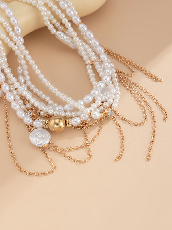 Geometric Layered Tasseled Necklaces Accessories