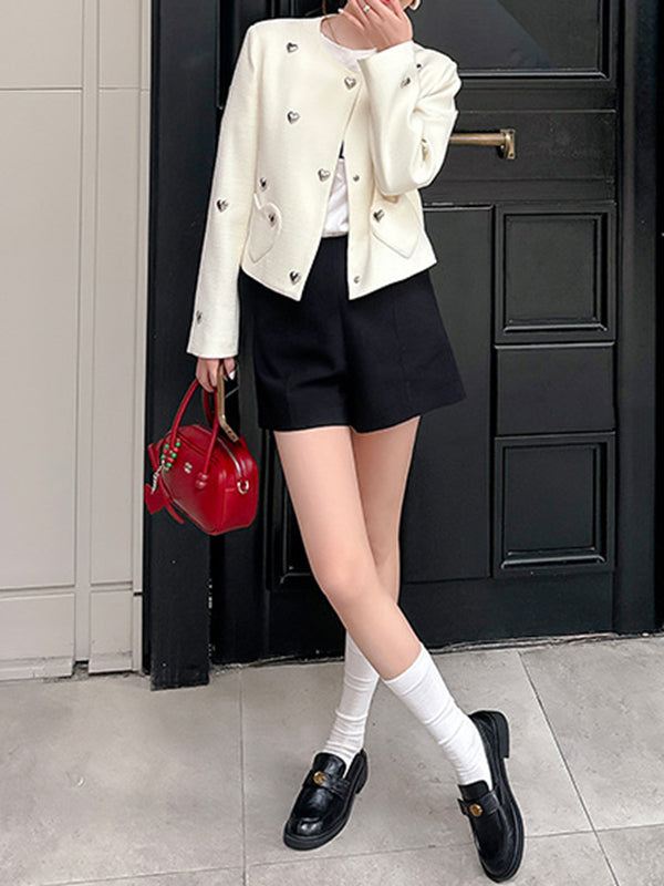 Belt Buckle Round-Toe Split-Joint Loafers