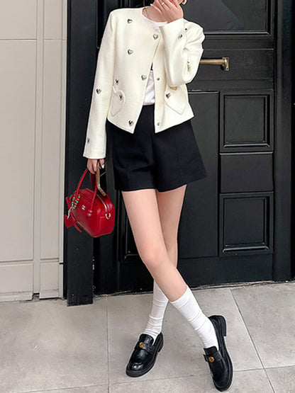 Belt Buckle Round-Toe Split-Joint Loafers