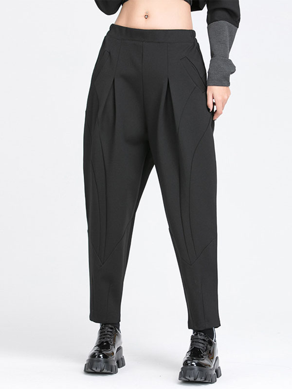Pantalon sarouel simple, ample, élastique, couleur unie, décontracté 